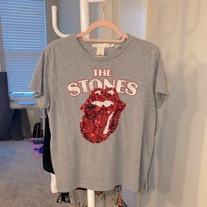 H&M Red Sequined Rolling Stones T-shirt